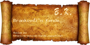 Brankován Kende névjegykártya
